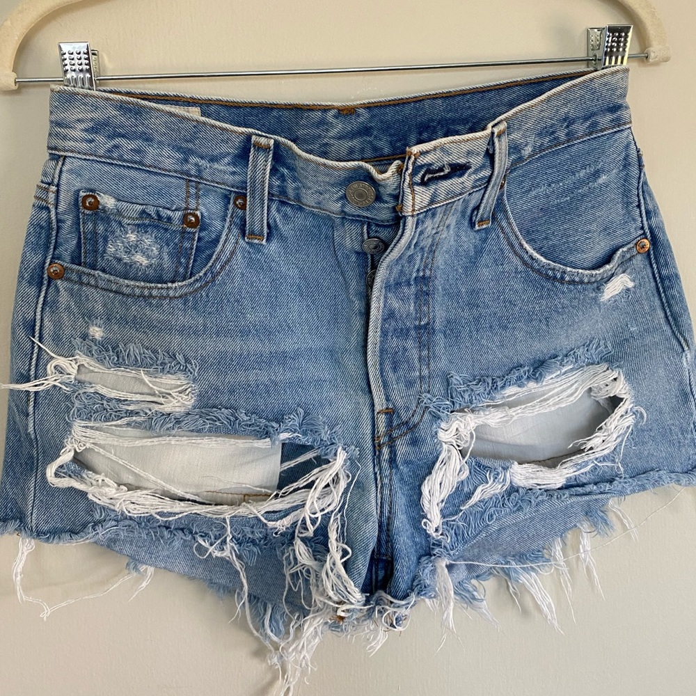Authentic 501 Levi’s High Waisted Distressed Jean Shorts